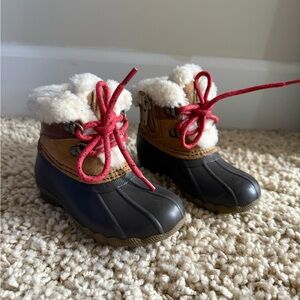 Sperry Kids Brown, Black & Red Faux-Fur Winter Boots